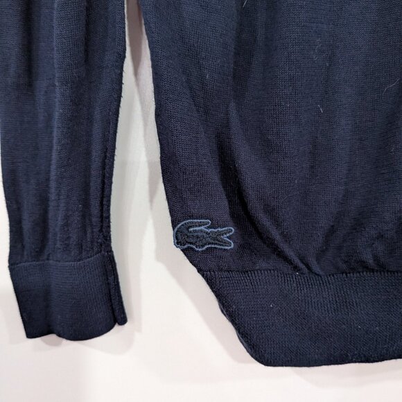 Lacoste 100% Cotton Crew Neck Sweater Navy Blue Size 40 Size Medium - Picture 3 of 6